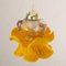 Lámpara de suspensión floral vintage de cristal de Murano amarillo naranja y detalles dorados, Italia, años 80, Imagen 5