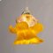Lámpara de suspensión floral vintage de cristal de Murano amarillo naranja y detalles dorados, Italia, años 80, Imagen 6