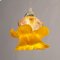 Vintage Flower Suspension Lamp in Orange-Yellow Murano Glass and Gold Details, Italy, 1980s 6