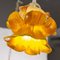 Lampada a sospensione Flower vintage in vetro di Murano giallo-arancione e dettagli in oro, Italia, anni '80, Immagine 8