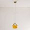 Lámpara de suspensión floral vintage de cristal de Murano amarillo naranja y detalles dorados, Italia, años 80, Imagen 3