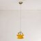 Vintage Flower Suspension Lamp in Orange-Yellow Murano Glass and Gold Details, Italy, 1980s 3