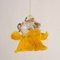 Lámpara de suspensión floral vintage de cristal de Murano amarillo naranja y detalles dorados, Italia, años 80, Imagen 4