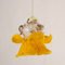 Vintage Flower Suspension Lamp in Orange-Yellow Murano Glass and Gold Details, Italy, 1980s 4