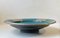 Vintage Moroccan Centerpiece Bowl in Blue Glaze and Pewter 3