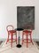 Vintage Red Bar Stools in Bentwood, Viennese Wicker, 1960s, Set of 2, Image 2