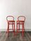 Vintage Red Bar Stools in Bentwood, Viennese Wicker, 1960s, Set of 2 1