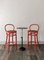 Vintage Red Bar Stools in Bentwood, Viennese Wicker, 1960s, Set of 2 4