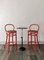 Vintage Red Bar Stools in Bentwood, Viennese Wicker, 1960s, Set of 2, Image 4
