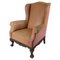 Chesterfield High Flap Chair in Brown Leather, 1920s 1