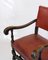 Set of Armchairs in Oak & with Red Leather, 1930s, Image 9