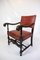 Armchairs in Oak & with Red Leather, 1930s, Set of 2, Image 5