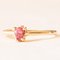 Anillo vintage de oro amarillo de 10 kt con espinela rosa sintética y diamantes, Imagen 2