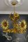 Hollywood Regency Gilt Metal Flower Five-Light Chandelier, 1950s 3