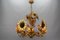 Hollywood Regency Gilt Metal Flower Five-Light Chandelier, 1950s 19