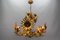 Lámpara de araña Hollywood Regency de metal dorado con cinco luces, años 50, Imagen 17