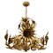 Lámpara de araña Hollywood Regency de metal dorado con cinco luces, años 50, Imagen 1