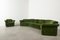 Sofa Sectionnel & Fauteuil Vintage Courbé à Six Modules en Velours, 1970s, Set de 7 2