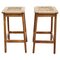 Bar Stools with Danish Paper Cord Seats in the style of Hans J. Wegner, 1960s, Set of 2 1