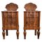 Small Art Deco Nightstands in Walnut Burl and Marble, Italy, 1920s, Set of 2 1