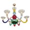 Lámpara de araña de cristal de Murano multicolor en el estilo de Gio Ponti para Venini, Italia, años 70, Imagen 1