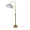 Mid-Century Modern Brass Floor Lamp with Capiz Shell Shade, 1970s, Image 1