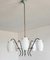 Mid-Century Opaline Glass and Brass Chandelier from Stilux Milano, 1950s, Image 4