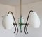 Mid-Century Opaline Glass and Brass Chandelier from Stilux Milano, 1950s, Image 2