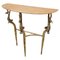 Hollywood Regency Brass Console Table with Semi-Circular Marble Top, 1950s, Image 1