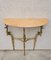 Table Console Hollywood Regency en Laiton avec Plateau Semi-Circulaire en Marbre, 1950s 3