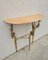 Table Console Hollywood Regency en Laiton avec Plateau Semi-Circulaire en Marbre, 1950s 5