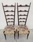 High Backrest Chiavari Chairs in Mahogany attributed to Paolo Buffa Pair, Italy, 1950s, Set of 2 3