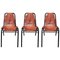 Leather Dining Chairs attributed to Dalvera in the style of Charlotte Perriand, France, 1950s, Set of 3 1