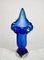 Jarrón Mid-Century moderno de cristal de Murano azul con forma de cala, Italia, años 60, Imagen 4