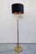 Mid-Century Swing-Arm Brass Floor Lamp with Black Velvet Shade, Germany, 1970s 4