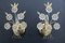 Hollywood Regency Brass & Gold-Plated Crystal Flower Wall Lights from Palwa, 1970s, Set of 2 1