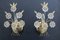 Hollywood Regency Brass & Gold-Plated Crystal Flower Wall Lights from Palwa, 1970s, Set of 2, Image 1