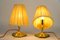 Lampade da tavolo piccole in ottone con paralumi in tessuto, Vienna, Austria, anni '60, set di 2, Immagine 13