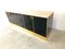 Black Lacquered and Travertine Credenza, 1980s 5