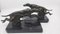 Art Deco Greyhound Bookends in Regula on Black Marble, Early 20th Century, Set of 2 2