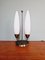 Lámpara de mesa grande de latón y blanco opalino, años 60, Imagen 9