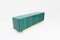 Brutalistisches italienisches Sideboard aus grün lackiertem Holz & Messing 6