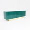 Italian Brutalist Sideboard in Green Laquered Wood and Brass 1