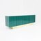 Italian Brutalist Sideboard in Green Laquered Wood and Brass, Image 1
