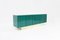 Italian Brutalist Sideboard in Green Laquered Wood and Brass, Image 10
