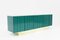 Italian Brutalist Sideboard in Green Laquered Wood and Brass 9