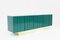 Italian Brutalist Sideboard in Green Laquered Wood and Brass, Image 9