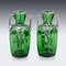 20th Century American Green Glass Vases with Silver Overlay, 1920s, Set of 2 1