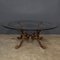 Cold Painted Wrought Iron Strap & Stitch Glass Top Coffee Table, 1980s 21