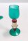 Postmodern Teal, Red and Gold Liqueur Glasses attributed to Salviati, Murano, Italy, 1980s, Set of 2 5